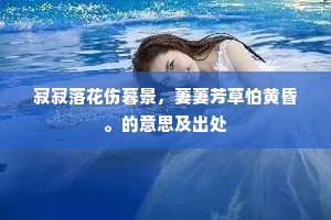 寂寂落花伤暮景，萋萋芳草怕黄昏。的意思及出处