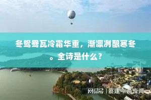 冬鸳鸯瓦冷霜华重，渐凛冽酿寒冬。全诗是什么？