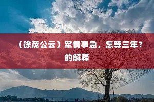 （徐茂公云）军情事急，怎等三年？的解释