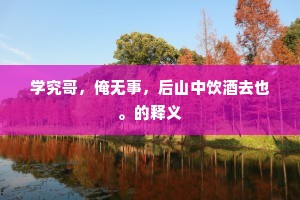 学究哥，俺无事，后山中饮酒去也。的释义
