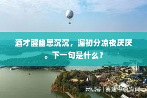 酒才醒幽思沉沉，漏初分凉夜厌厌。下一句是什么？