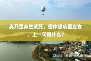 真乃是弃生就死，便休想废寝忘食。上一句是什么？