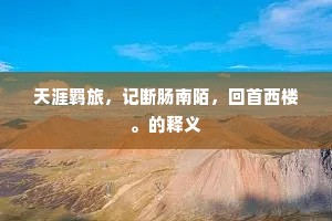 天涯羁旅，记断肠南陌，回首西楼。的释义