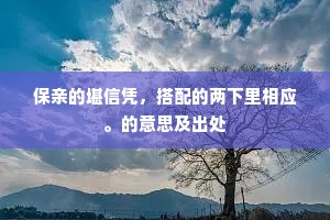 保亲的堪信凭，搭配的两下里相应。的意思及出处