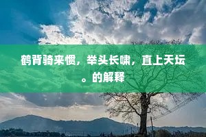 鹤背骑来惯，举头长啸，直上天坛。的解释