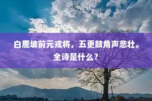 白鹿坡前元戎将，五更鼓角声悲壮。全诗是什么？