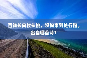 百钱长向杖头挑，没拘束到处行踏。出自哪首诗？