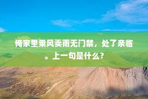 俺家里粜风卖雨无门禁，处了亲临。上一句是什么？
