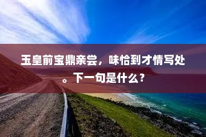 玉皇前宝鼎亲尝，味恰到才情写处。下一句是什么？