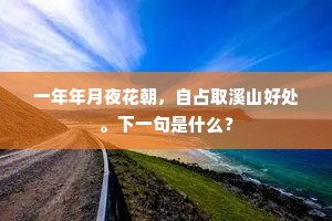 一年年月夜花朝，自占取溪山好处。下一句是什么？