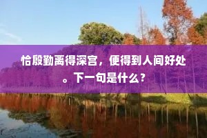 恰殷勤离得深宫，便得到人间好处。下一句是什么？