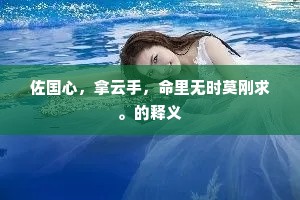 佐国心，拿云手，命里无时莫刚求。的释义