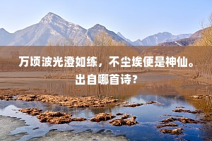 万顷波光澄如练，不尘埃便是神仙。出自哪首诗？