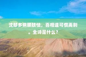沈郎多病腰肢怯，喜相逢可惯离别。全诗是什么？