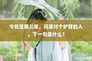 今在是第三年，问某讨个护臂的人。下一句是什么？