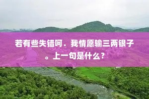若有些失错呵．我情愿输三两银子。上一句是什么？