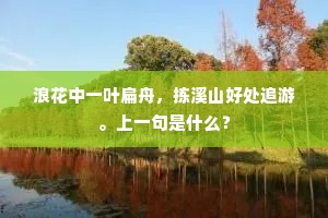 浪花中一叶扁舟，拣溪山好处追游。上一句是什么？