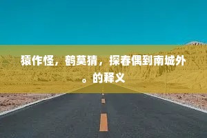 猿作怪，鹤莫猜，探春偶到南城外。的释义