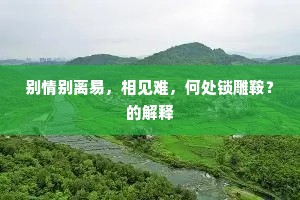 别情别离易，相见难，何处锁雕鞍？的解释