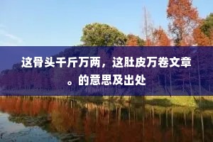 这骨头千斤万两，这肚皮万卷文章。的意思及出处