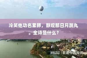 冷笑他功名累卵，静观那日月跳丸。全诗是什么？