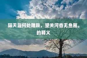 隔天涯何处雕鞍，望关河杳无鱼雁。的释义