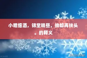 小糟细酒，锦堂晴昼，拚却再扶头。的释义