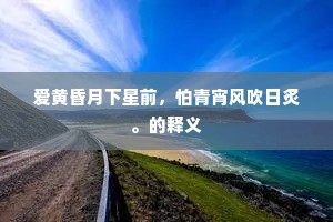 爱黄昏月下星前，怕青宵风吹日炙。的释义