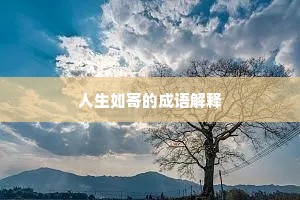 人生如寄的成语解释