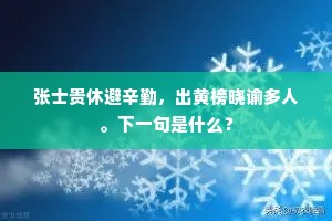 张士贵休避辛勤，出黄榜晓谕多人。下一句是什么？