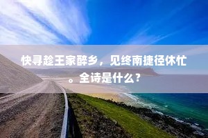 快寻趁王家醉乡，见终南捷径休忙。全诗是什么？
