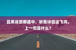 且莫说邯郸道中，听吾诗目送飞鸿。上一句是什么？