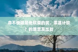 命不快除是他砍柴的扰，索甚计较？的意思及出处