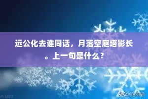 远公化去谁同话，月落空庭塔影长。上一句是什么？
