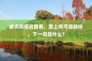 披衣闲拓岩窗看，原上鸣弓猎骑排。下一句是什么？