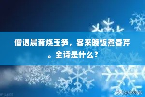 僧谒晨斋烧玉笋，客来晚饭煮香芹。全诗是什么？