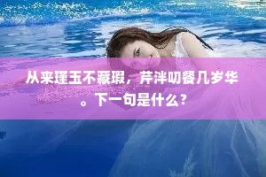 从来瑾玉不藏瑕，芹泮叨餐几岁华。下一句是什么？