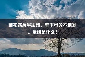 菊花霜后半凋残，壁下蛩吟不奈寒。全诗是什么？