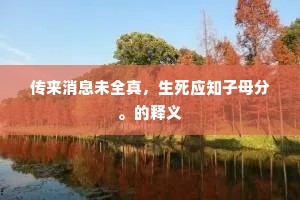 传来消息未全真,生死应知子母分。的释义 传来消息未全真,生死应知子母分。的释义