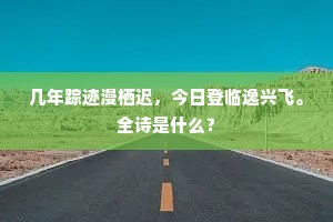 几年踪迹漫栖迟，今日登临逸兴飞。全诗是什么？