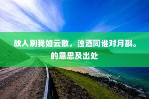 故人别我如云散，浊酒同谁对月斟。的意思及出处