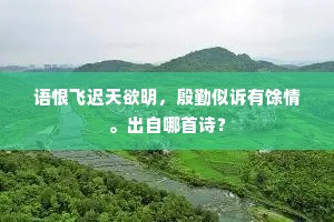 语恨飞迟天欲明，殷勤似诉有馀情。出自哪首诗？