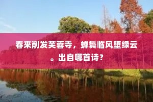 春来削发芙蓉寺，蝉鬓临风堕绿云。出自哪首诗？