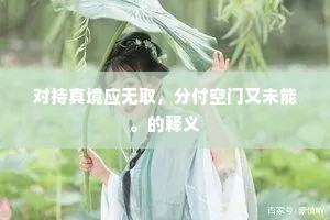 对持真境应无取，分付空门又未能。的释义