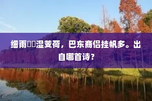 细雨濛濛湿芰荷，巴东商侣挂帆多。出自哪首诗？