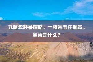 九陌华轩争道路，一枝寒玉任烟霜。全诗是什么？