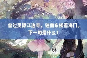 曾过灵隐江边寺，独宿东楼看海门。下一句是什么？