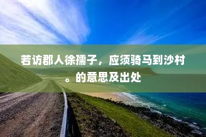 若访郡人徐孺子，应须骑马到沙村。的意思及出处