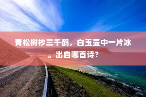 青松树杪三千鹤，白玉壶中一片冰。出自哪首诗？
