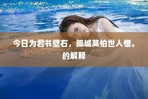 今日为君书壁右，孤城莫怕世人憎。的解释
